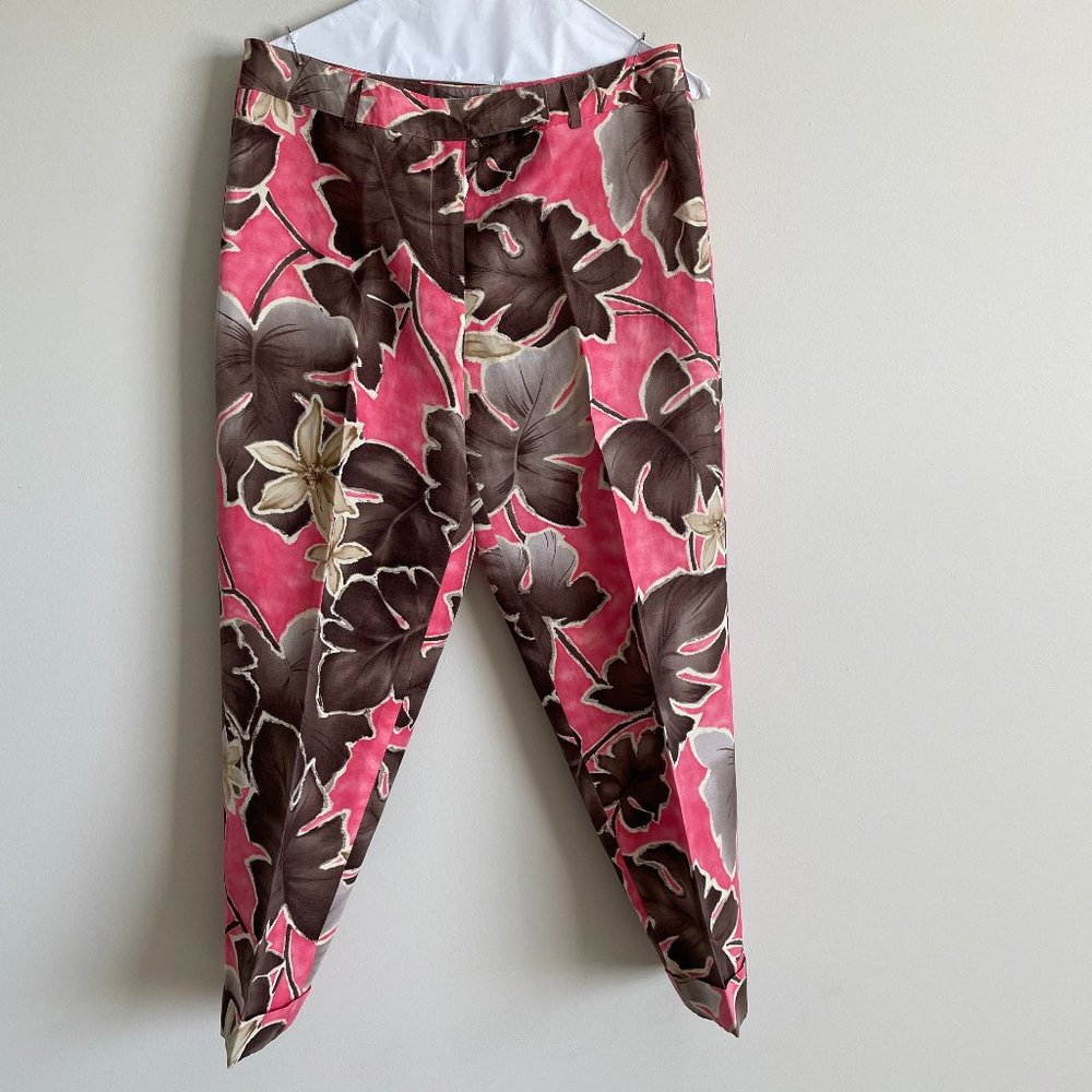 Talbots  Flowers Silk/Linen Ankle  Pants Size 12P